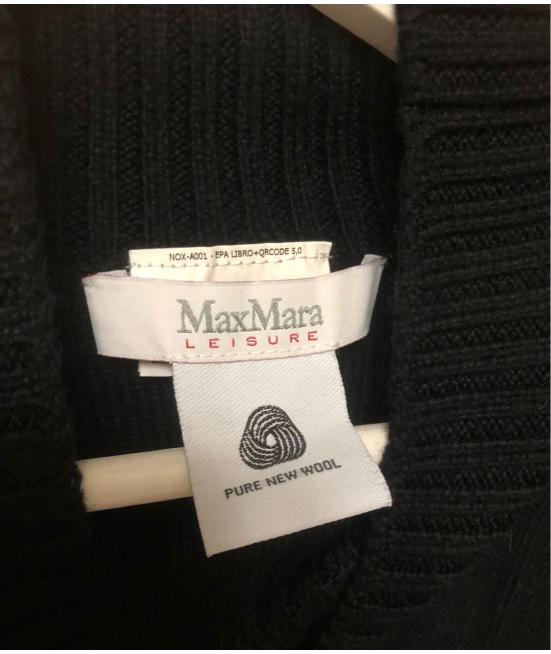 MAX MARA Черное шерстяное повседневное платье, фото 3