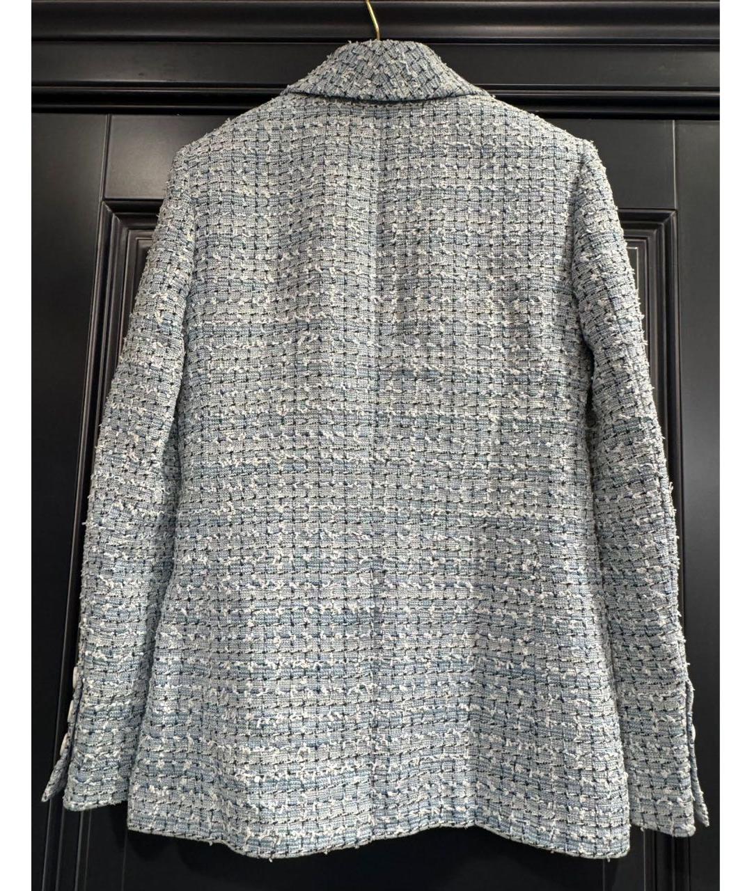 CHANEL Голубой твидовый жакет/пиджак, фото 2
