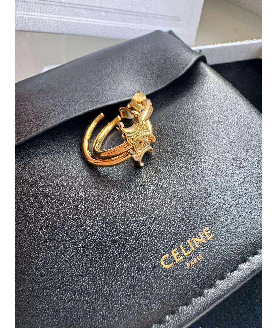 CELINE Желтые латунные серьги, фото 3