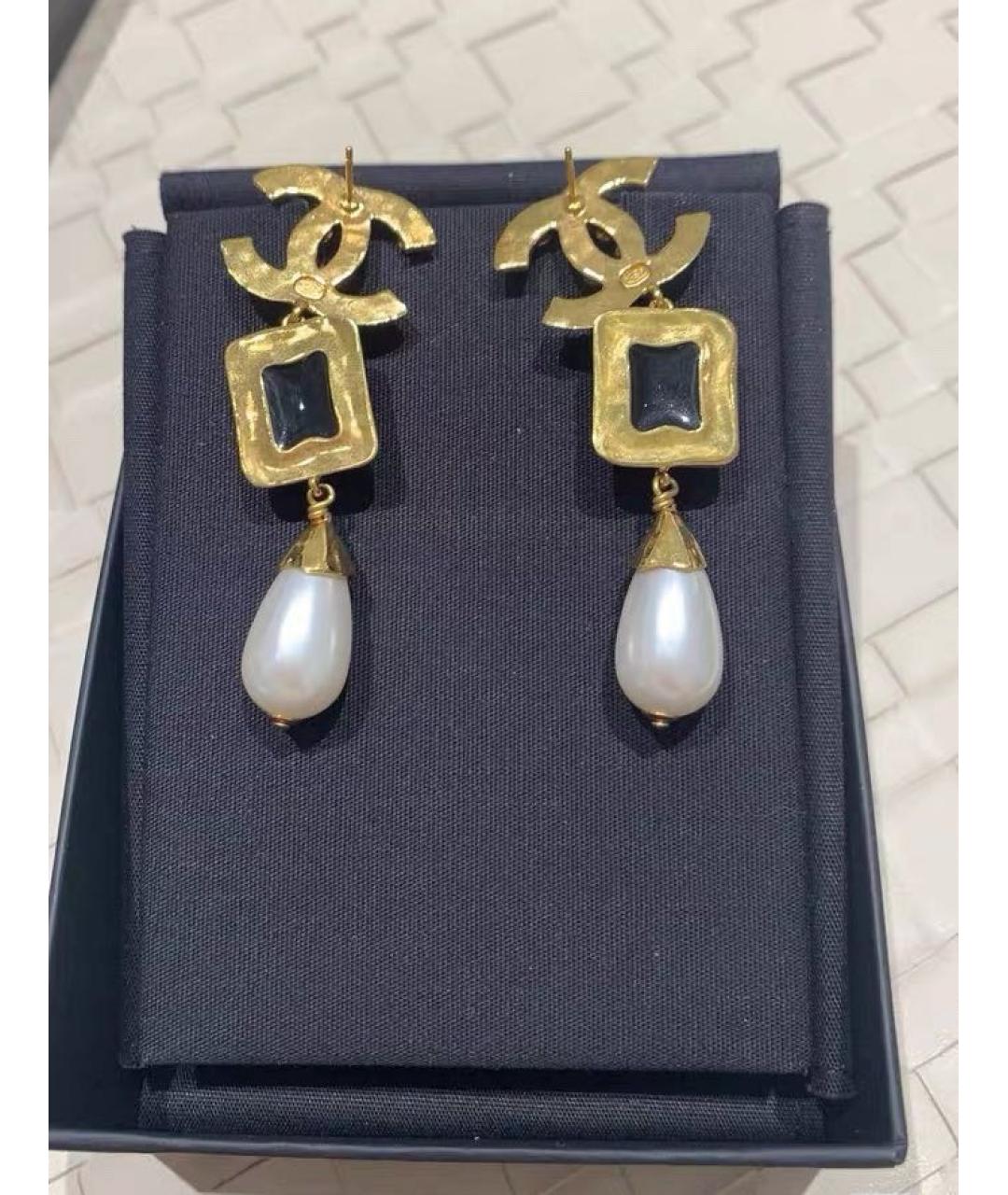 CHANEL Золотые металлические серьги, фото 2