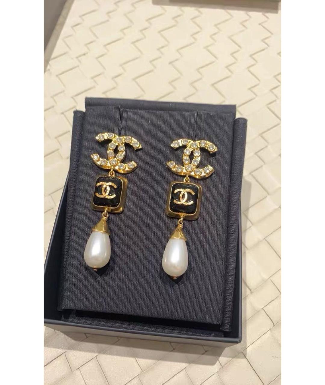 CHANEL Золотые металлические серьги, фото 4