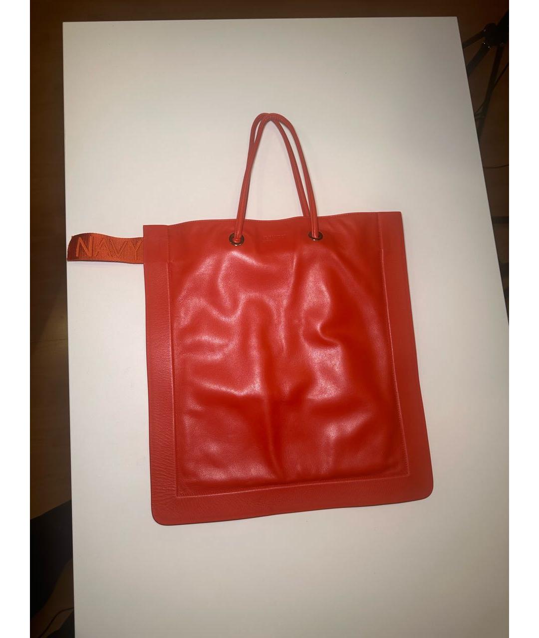 JIL SANDER Красная кожаная сумка тоут, фото 3