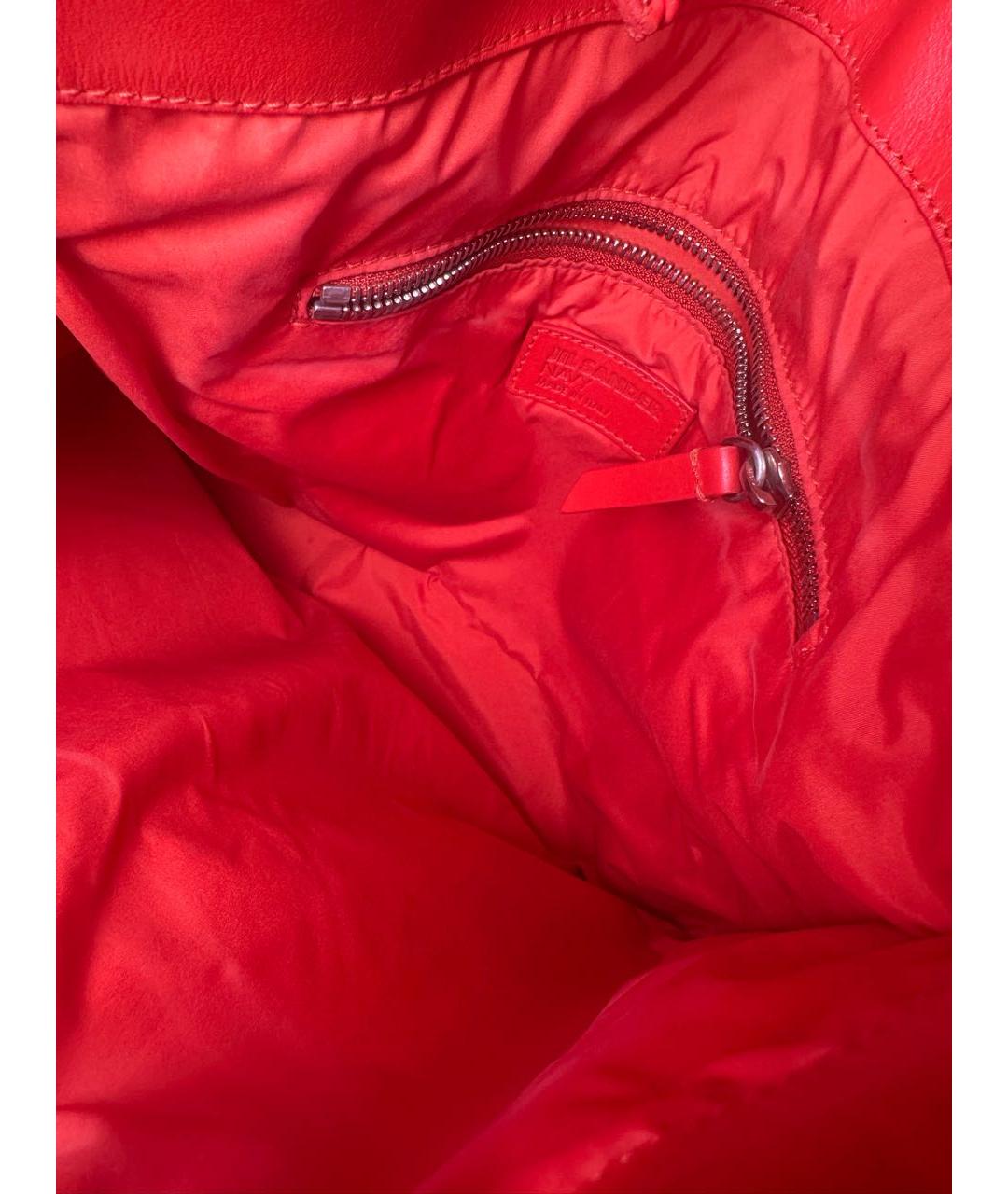 JIL SANDER Красная кожаная сумка тоут, фото 4