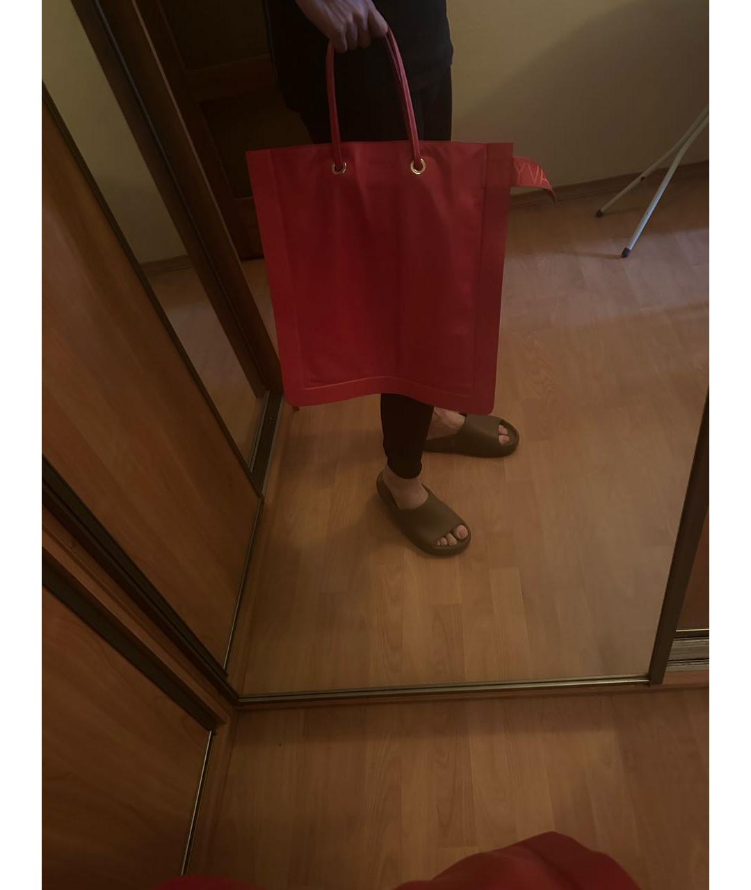 JIL SANDER Красная кожаная сумка тоут, фото 6