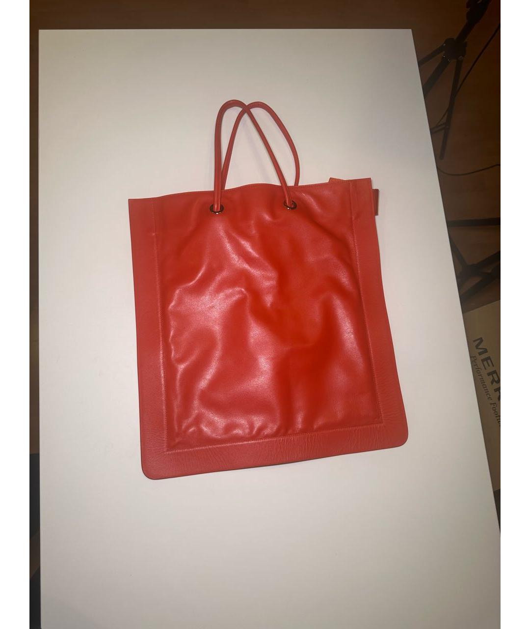 JIL SANDER Красная кожаная сумка тоут, фото 7