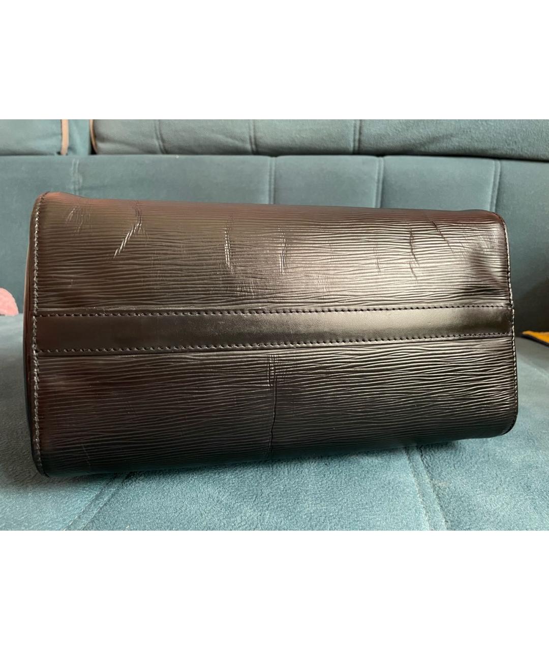 LOUIS VUITTON Черная кожаная сумка с короткими ручками, фото 6