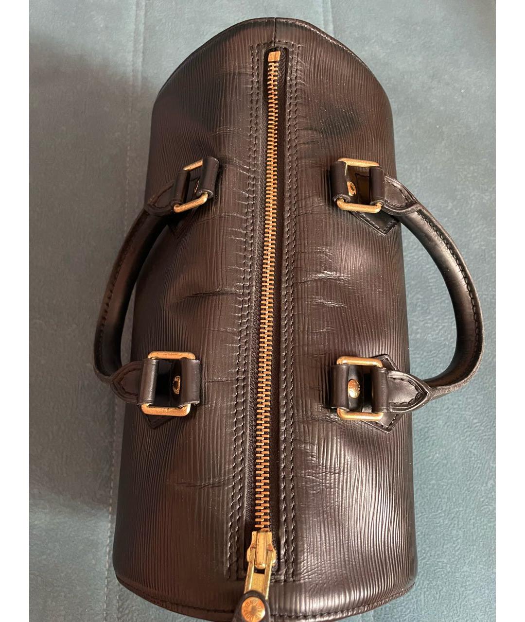 LOUIS VUITTON Черная кожаная сумка с короткими ручками, фото 7