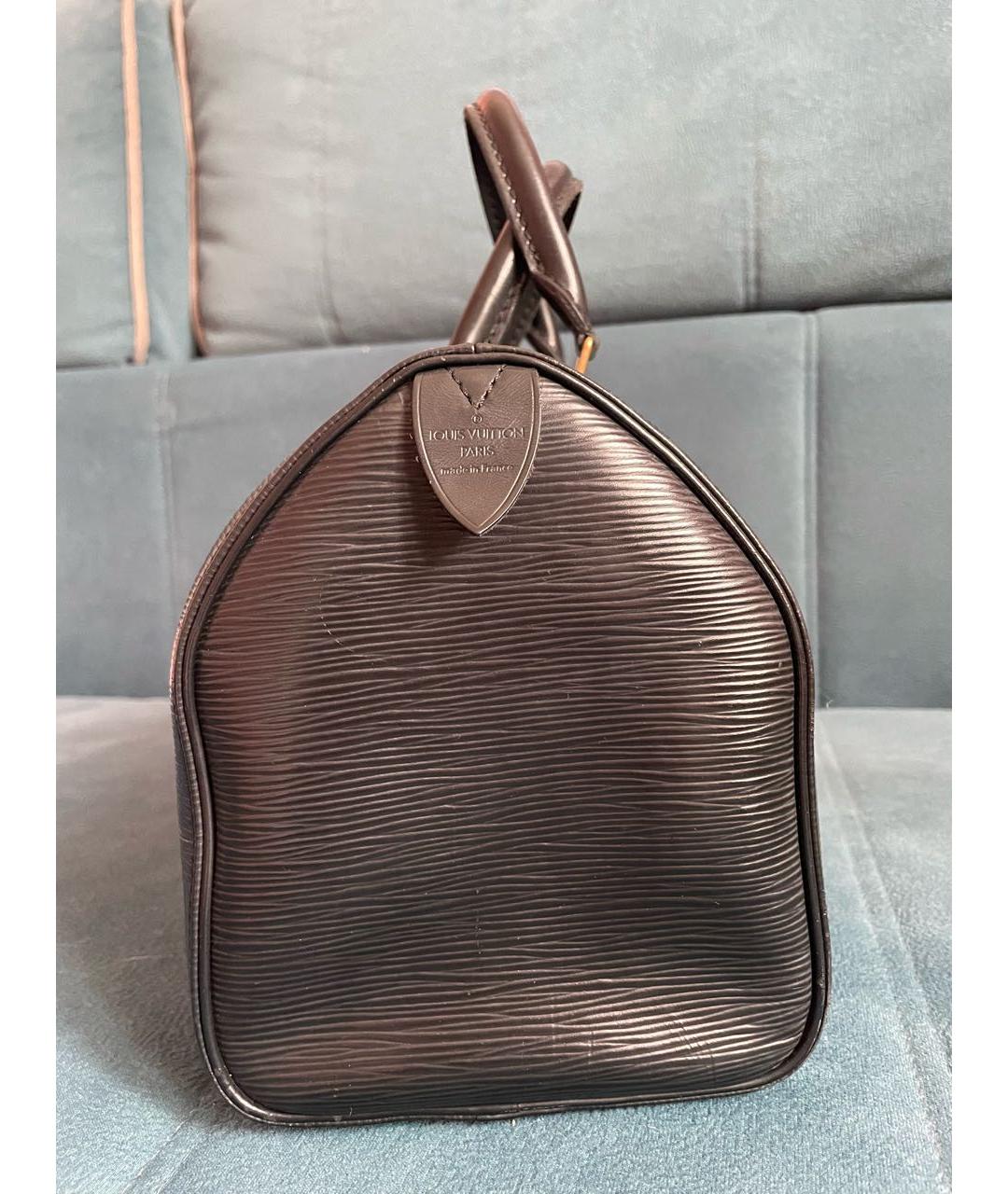 LOUIS VUITTON Черная кожаная сумка с короткими ручками, фото 5