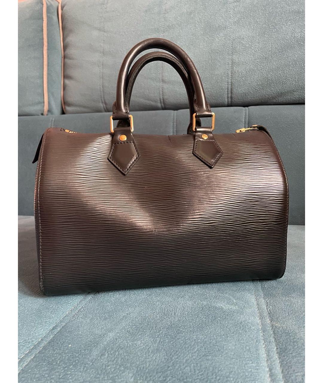 LOUIS VUITTON Черная кожаная сумка с короткими ручками, фото 3