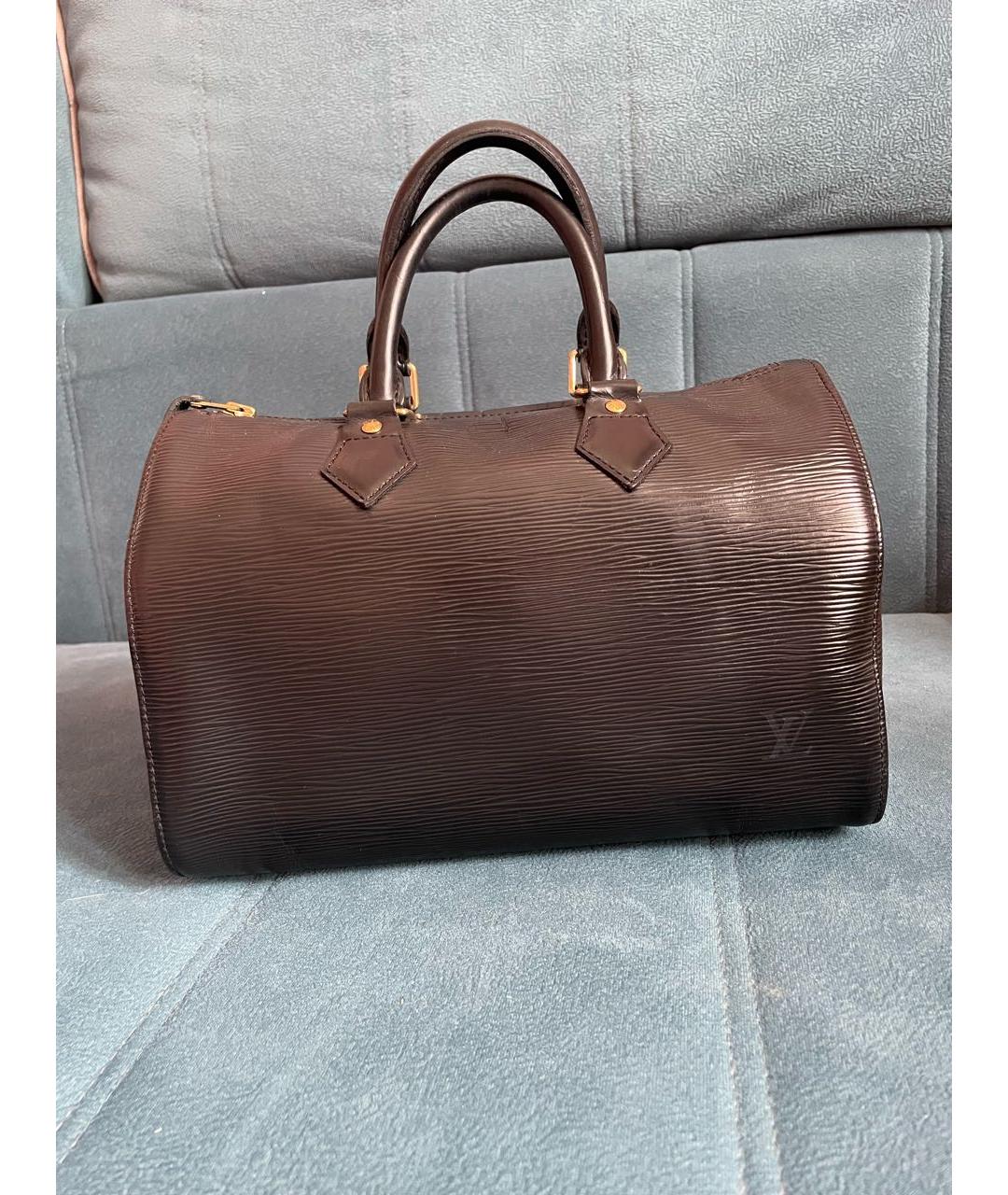 LOUIS VUITTON Черная кожаная сумка с короткими ручками, фото 9