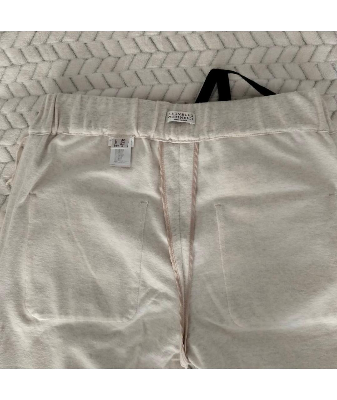 BRUNELLO CUCINELLI Бежевые хлопковые спортивные брюки и шорты, фото 3