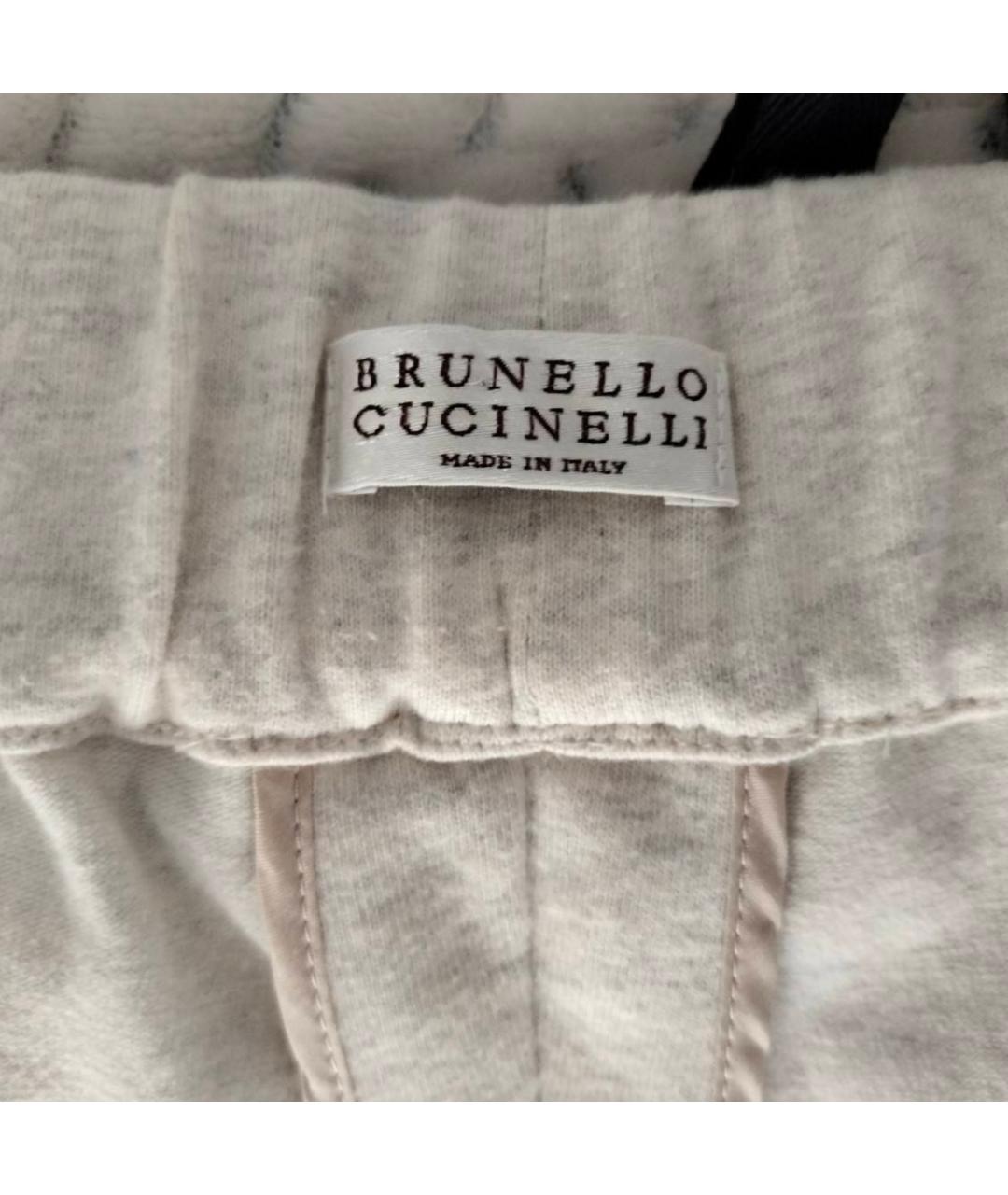 BRUNELLO CUCINELLI Бежевые хлопковые спортивные брюки и шорты, фото 4