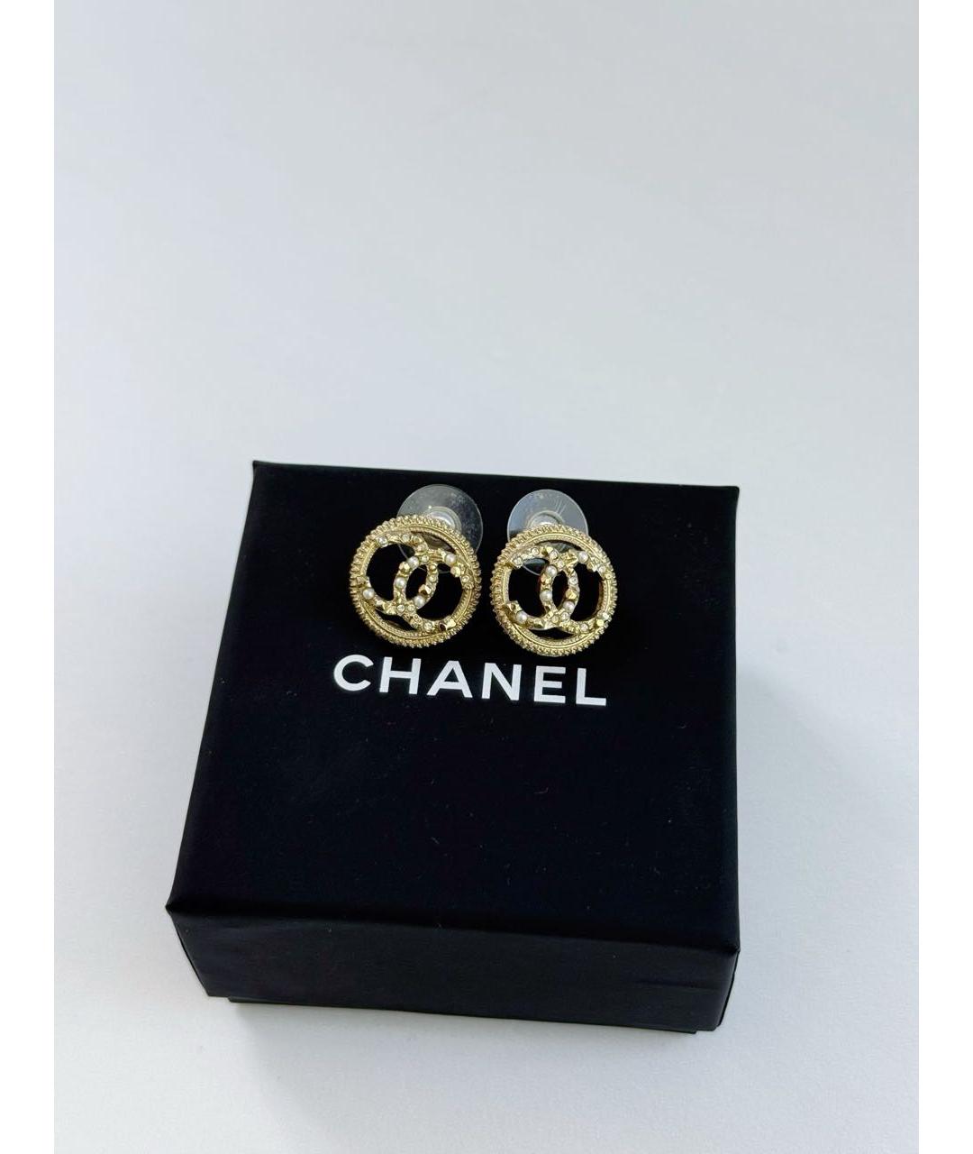CHANEL Золотые металлические серьги, фото 6