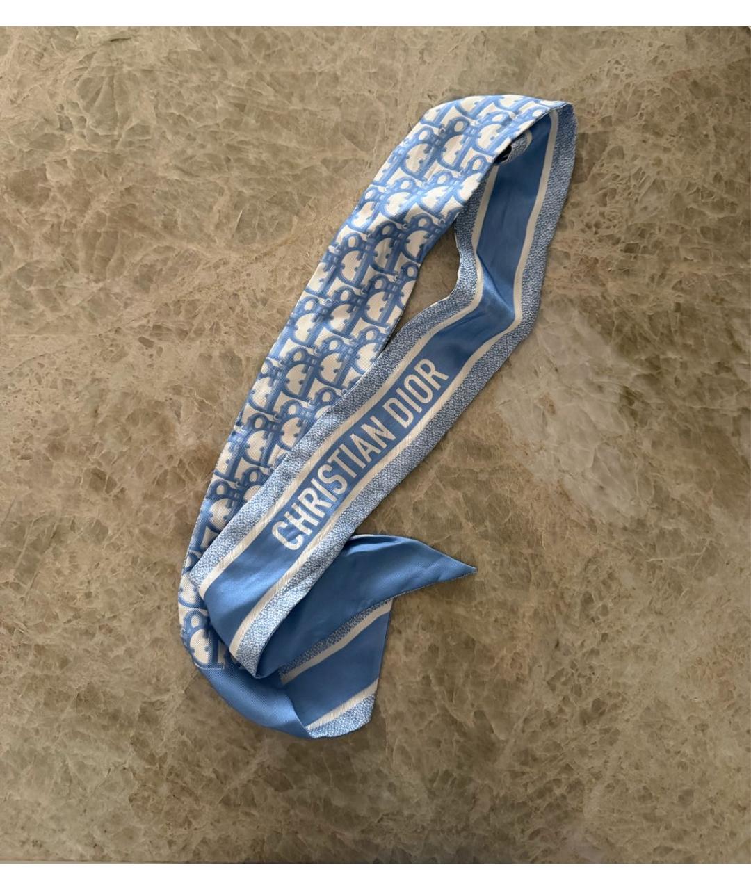 CHRISTIAN DIOR Голубой шелковый платок, фото 4