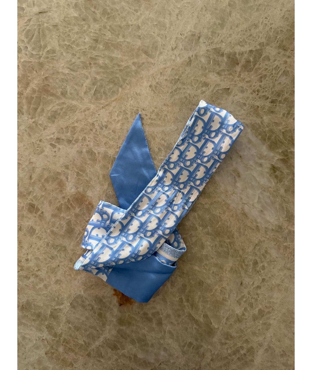 CHRISTIAN DIOR Голубой шелковый платок, фото 3