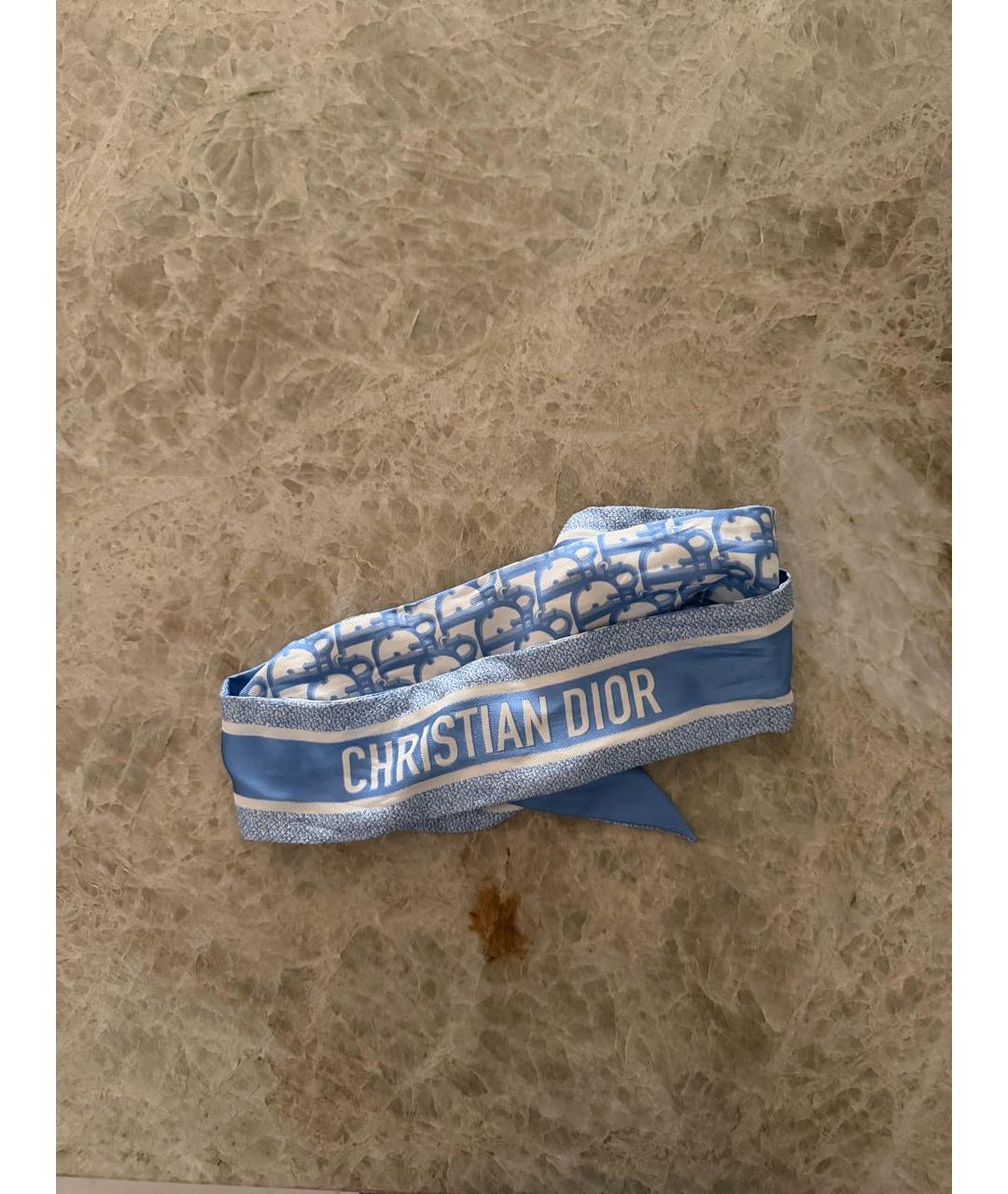 CHRISTIAN DIOR Голубой шелковый платок, фото 2