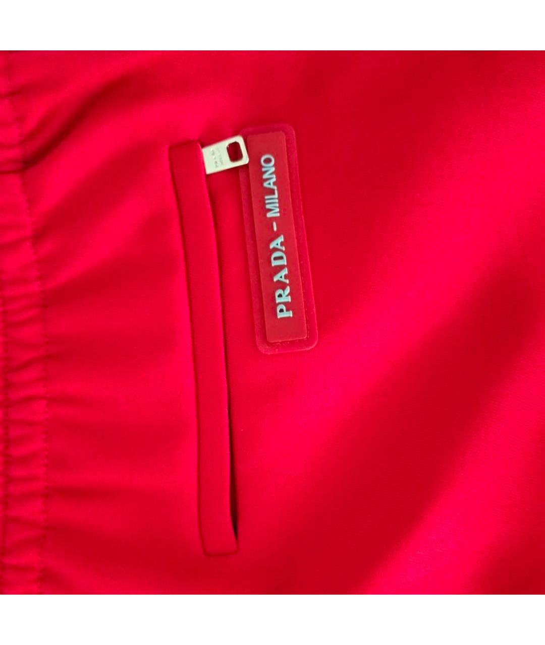 PRADA Красные хлопковые брюки широкие, фото 6