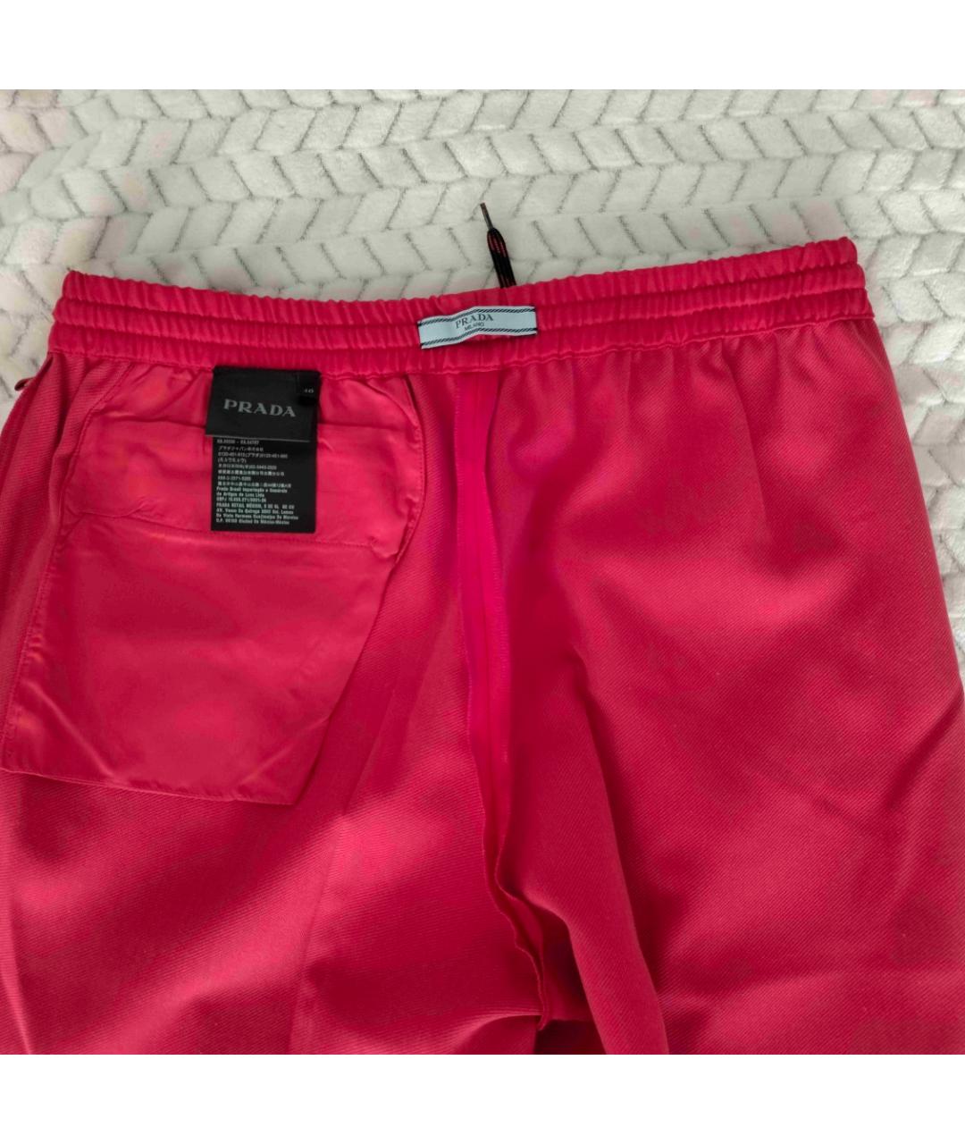 PRADA Красные хлопковые брюки широкие, фото 4