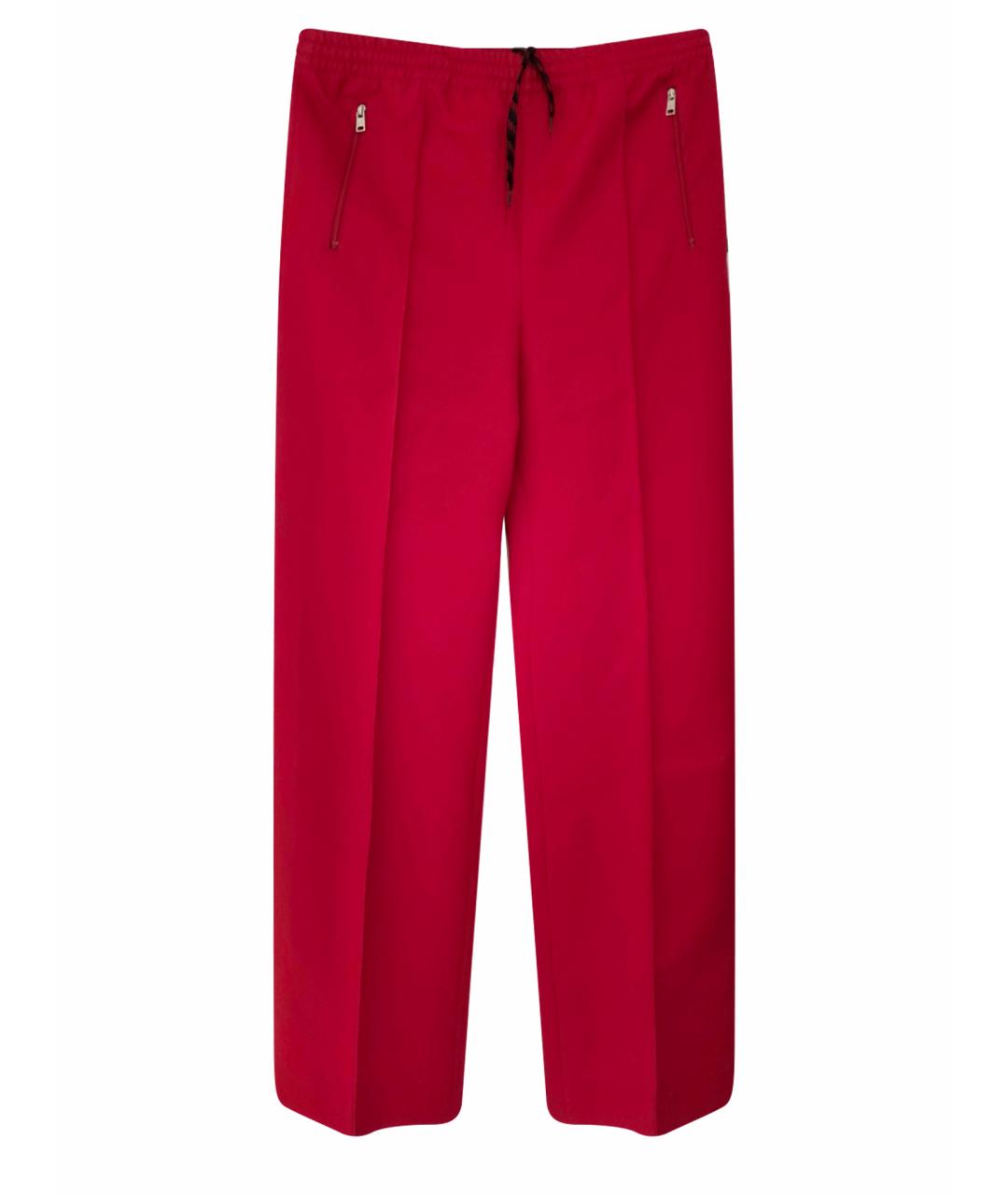 PRADA Красные хлопковые брюки широкие, фото 1