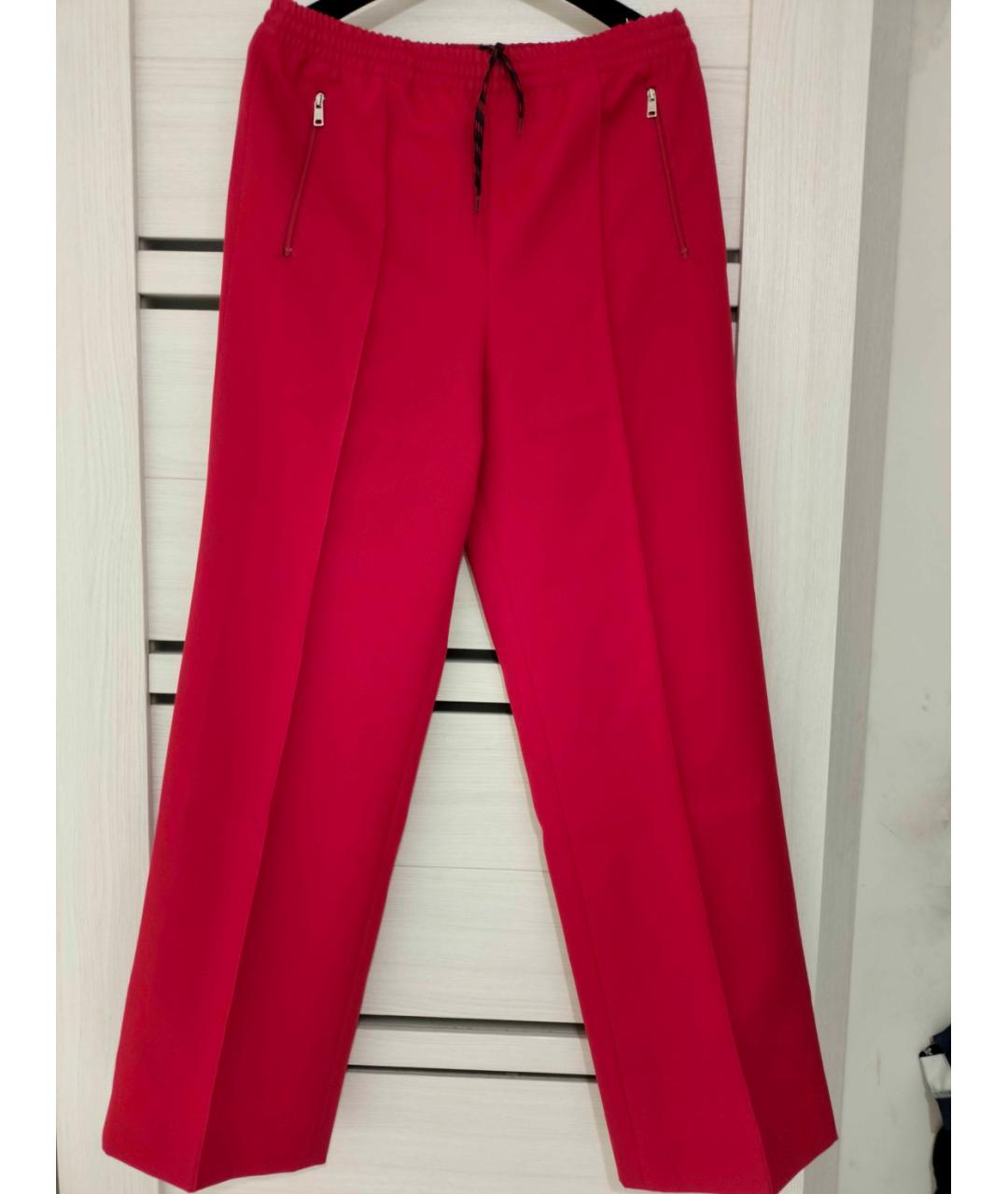 PRADA Красные хлопковые брюки широкие, фото 8