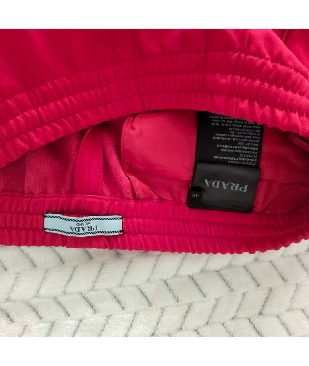 PRADA Красные хлопковые брюки широкие, фото 5