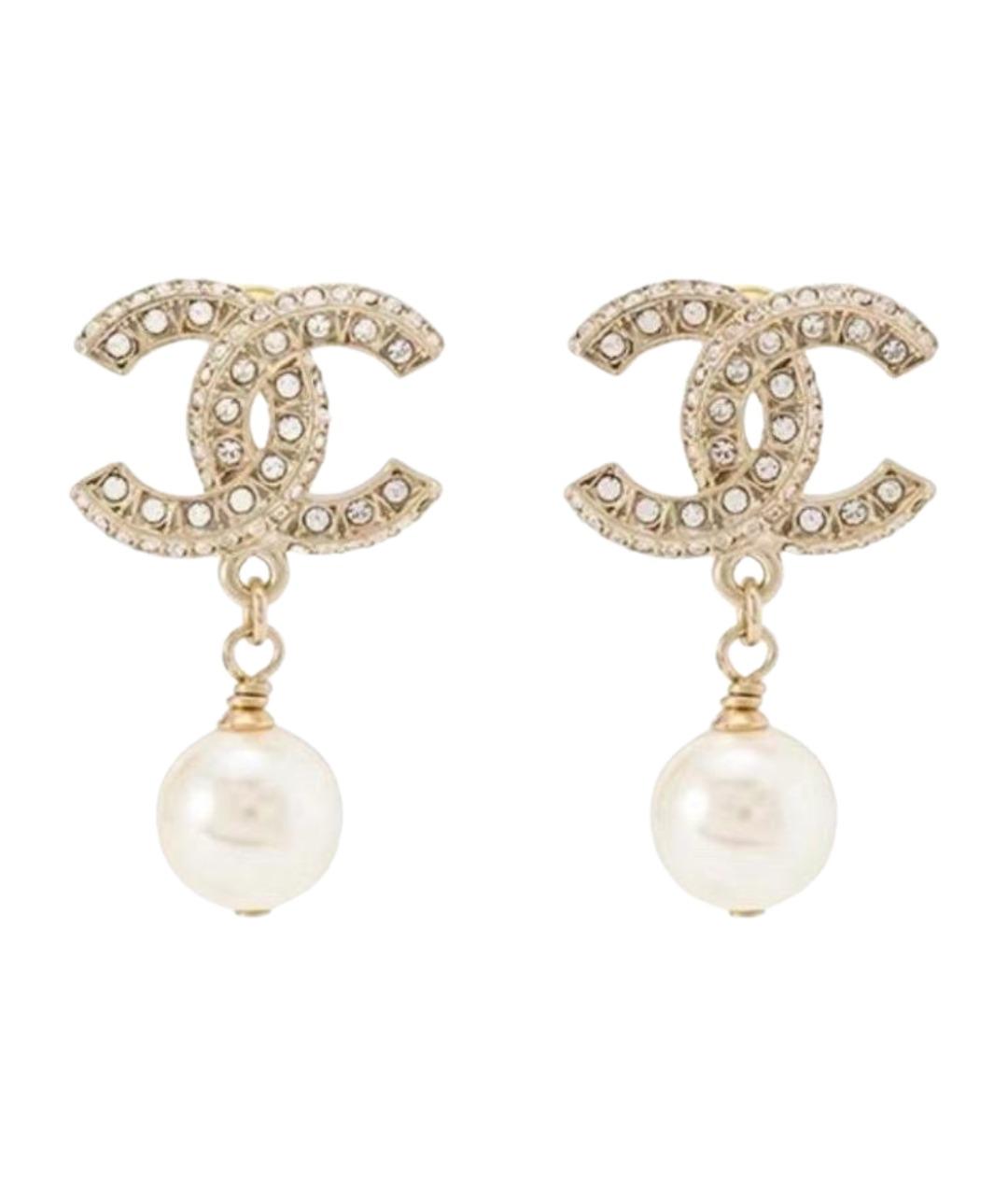 CHANEL Золотые металлические серьги, фото 1
