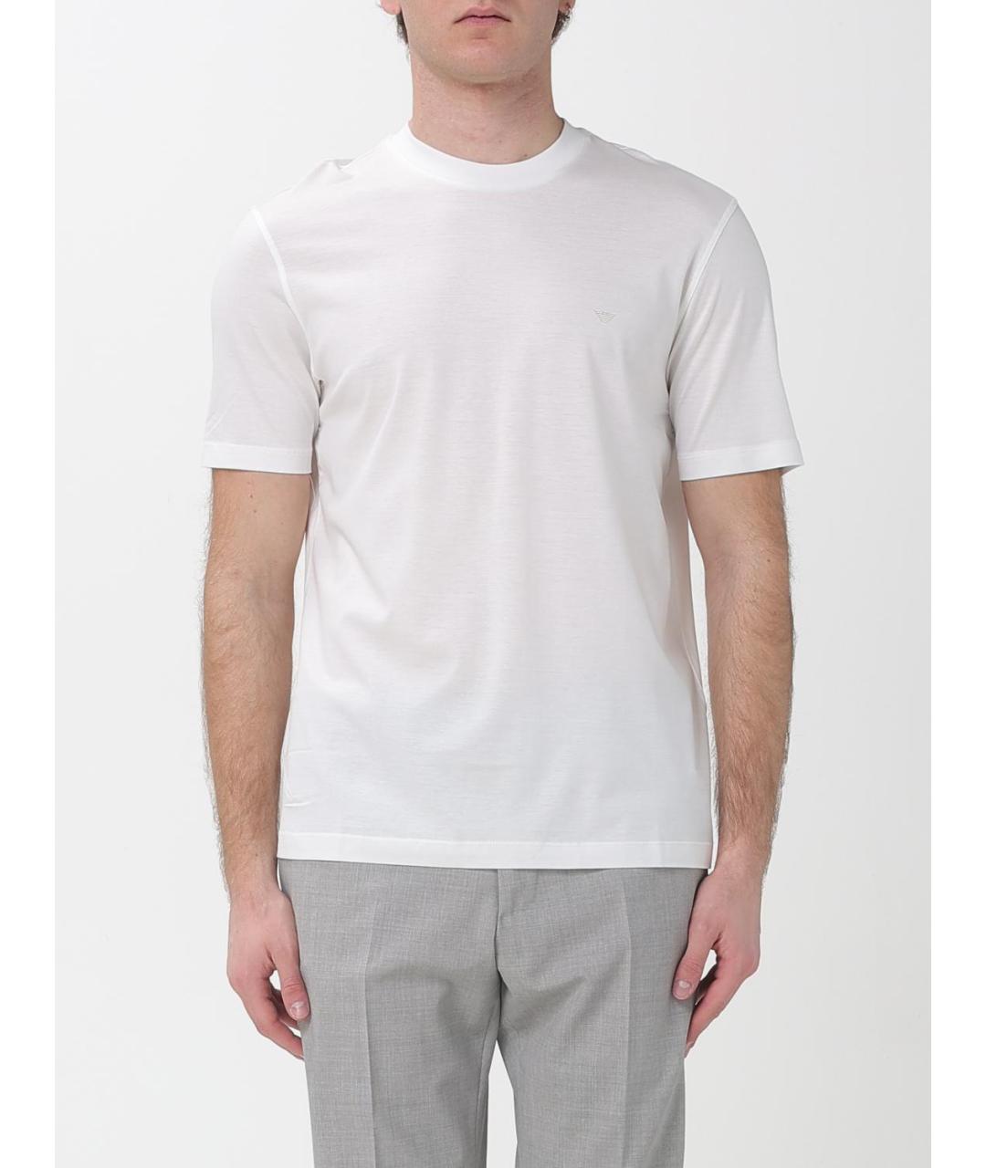 EMPORIO ARMANI Белая хлопковая футболка, фото 4