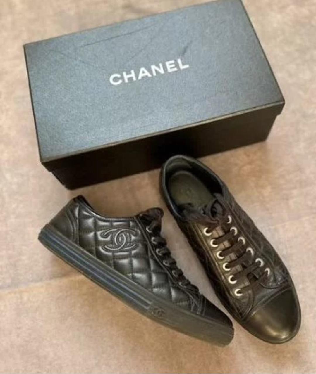 CHANEL Черные кожаные кеды, фото 3