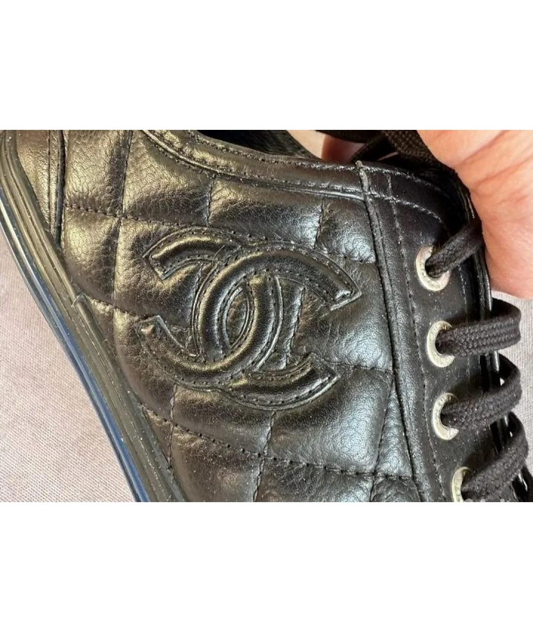 CHANEL Черные кожаные кеды, фото 5