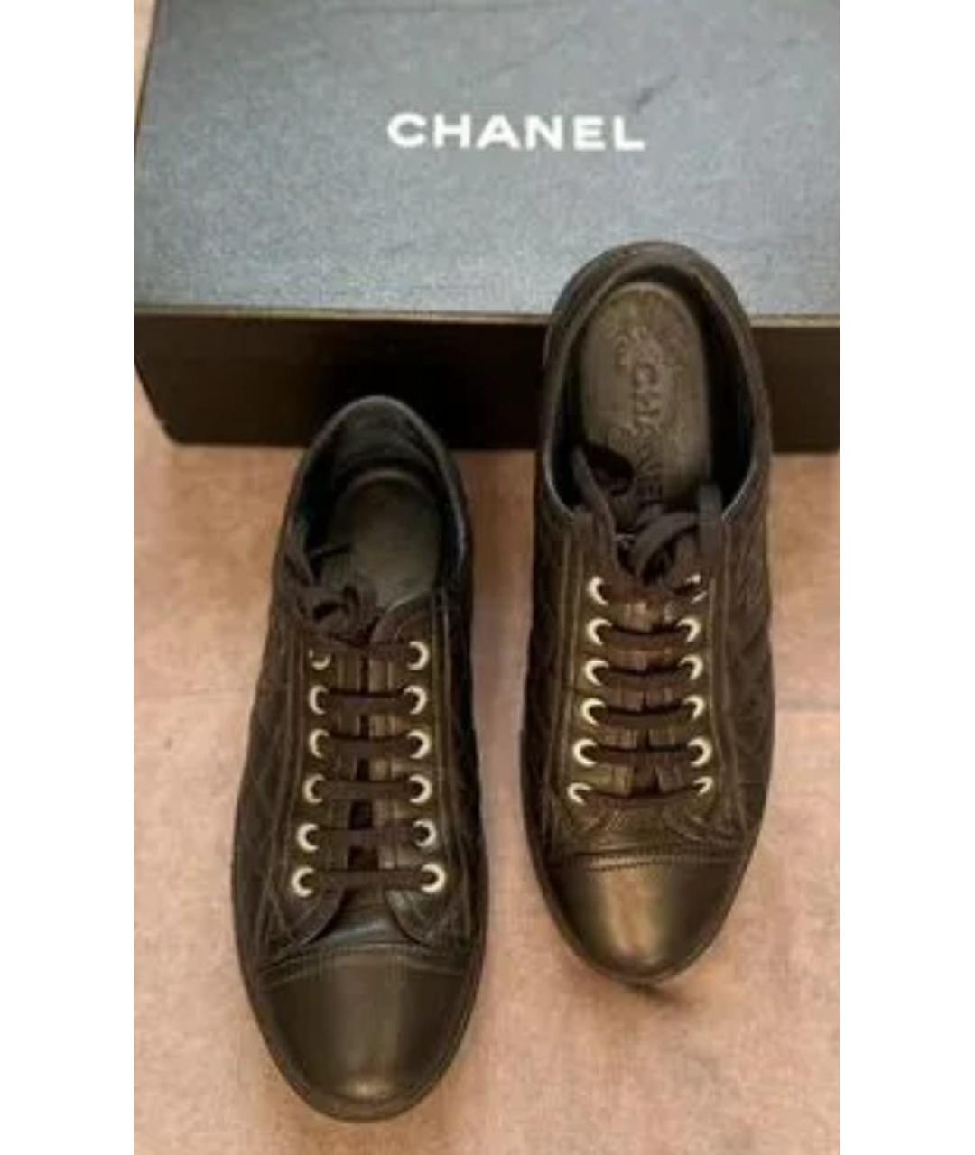 CHANEL Черные кожаные кеды, фото 4