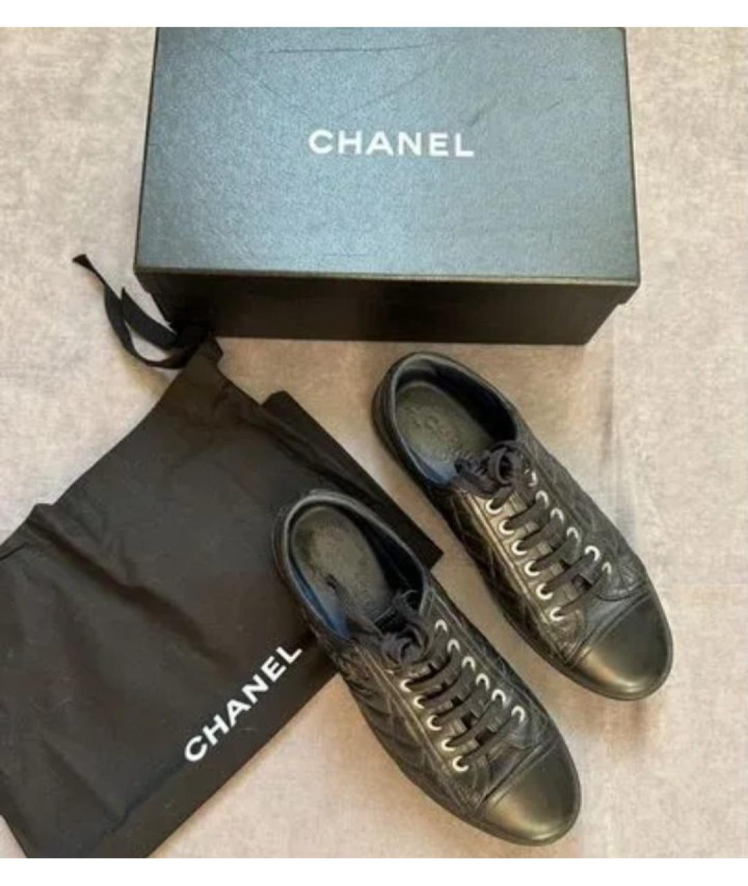 CHANEL Черные кожаные кеды, фото 2
