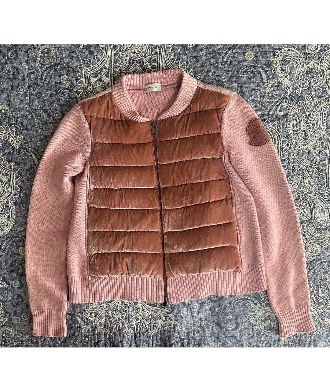 MONCLER Розовый шерстяной кардиган, фото 9