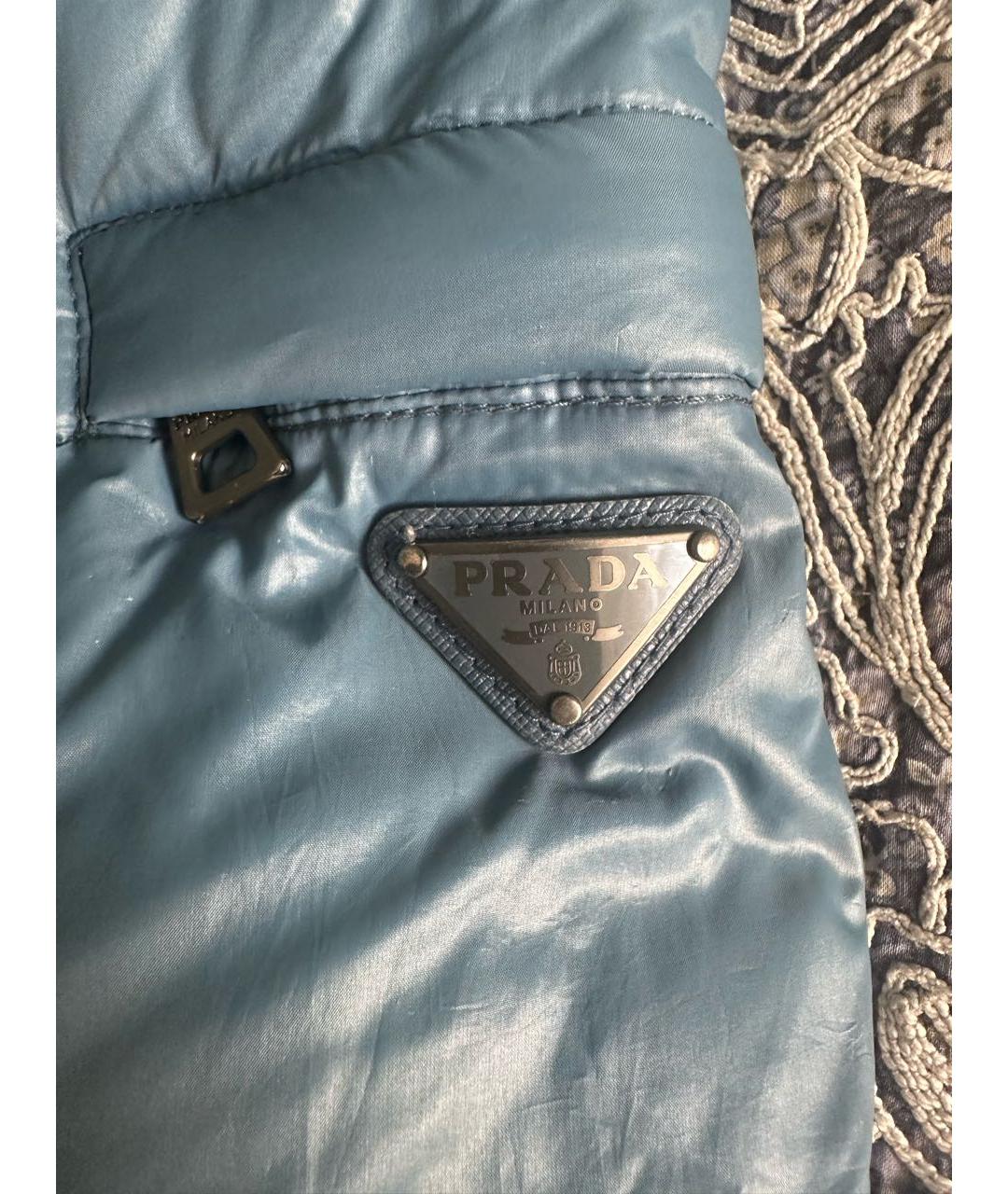 PRADA Голубой полиамидовый пуховик, фото 4