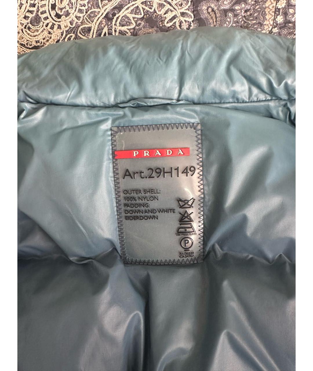 PRADA Голубой полиамидовый пуховик, фото 5