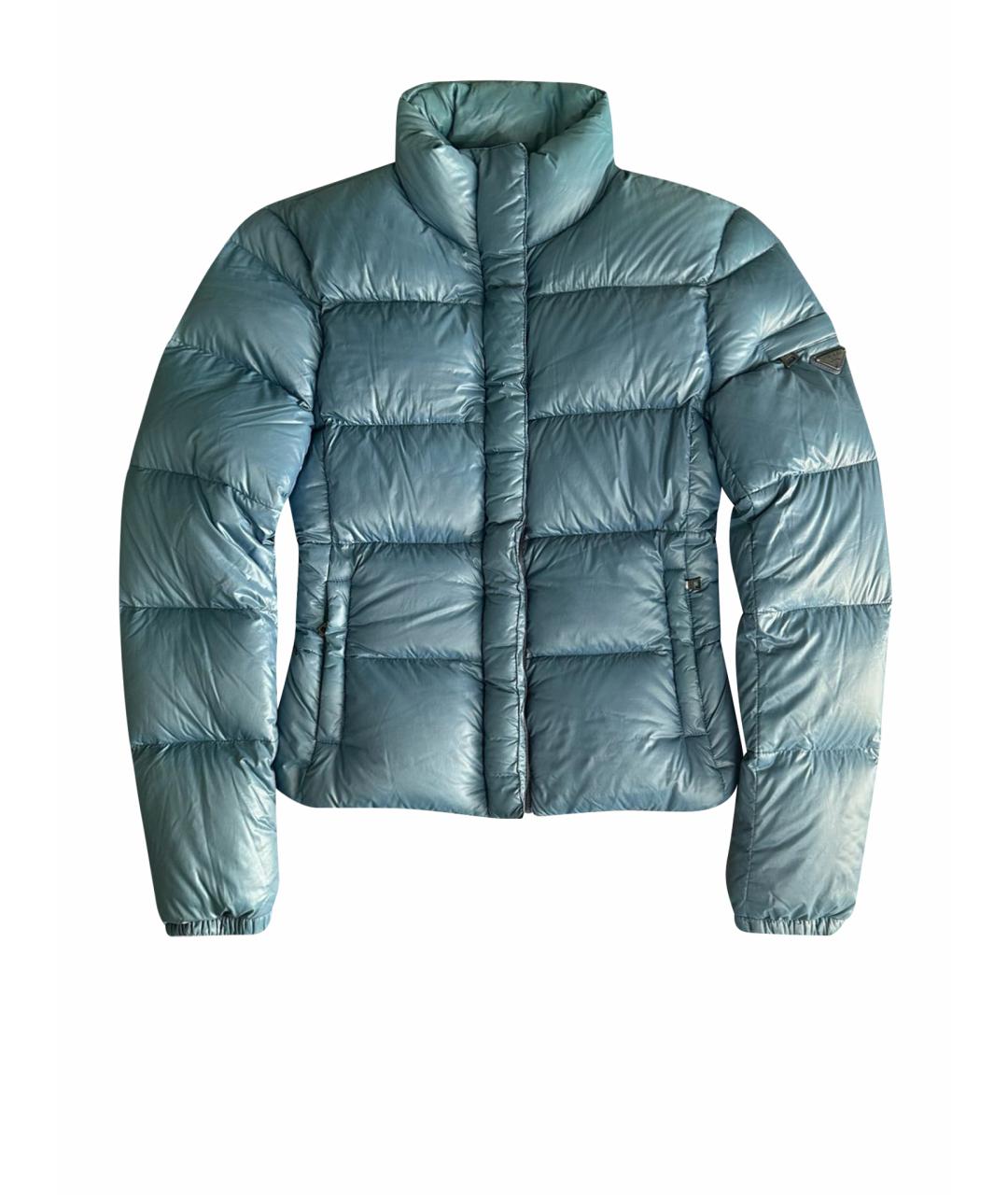 PRADA Голубой полиамидовый пуховик, фото 1