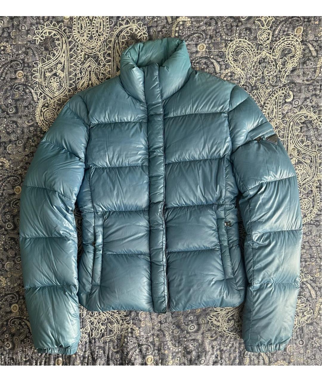 PRADA Голубой полиамидовый пуховик, фото 8