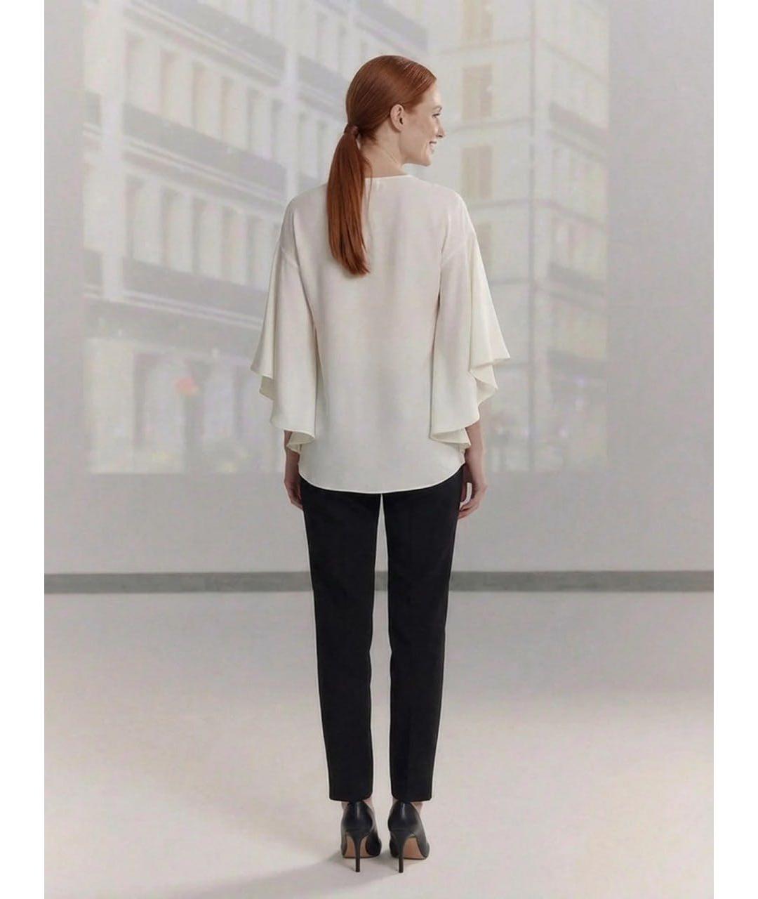 RALPH LAUREN Белая шифоновая блузы, фото 8