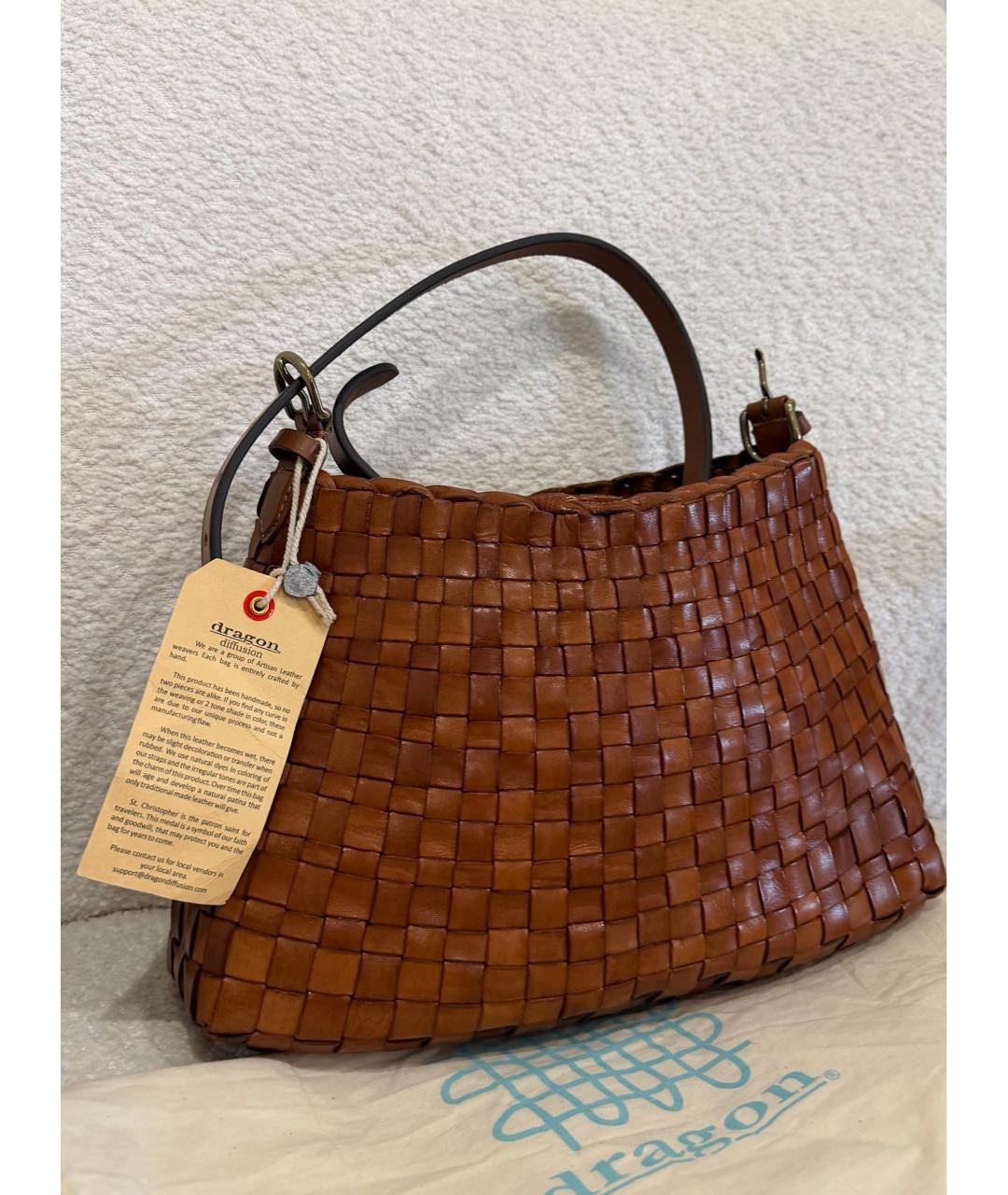 Dragon Diffusion Коричневая кожаная сумка тоут, фото 2