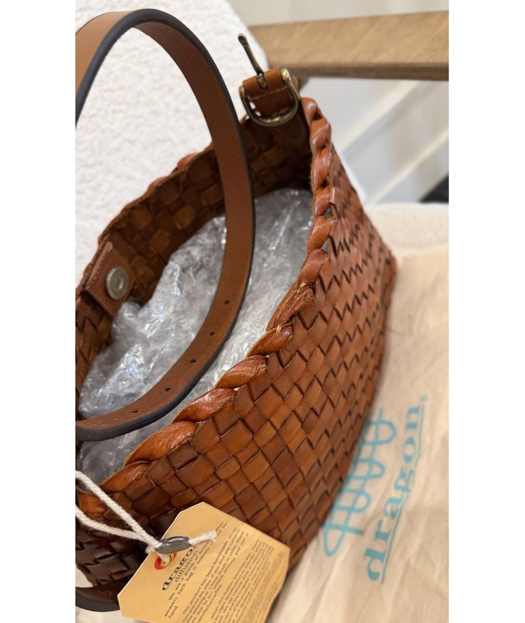 Dragon Diffusion Коричневая кожаная сумка тоут, фото 3