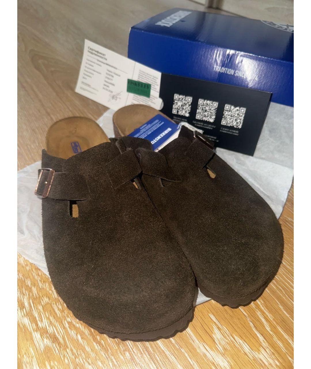 BIRKENSTOCK Коричневые замшевые сандалии, фото 2