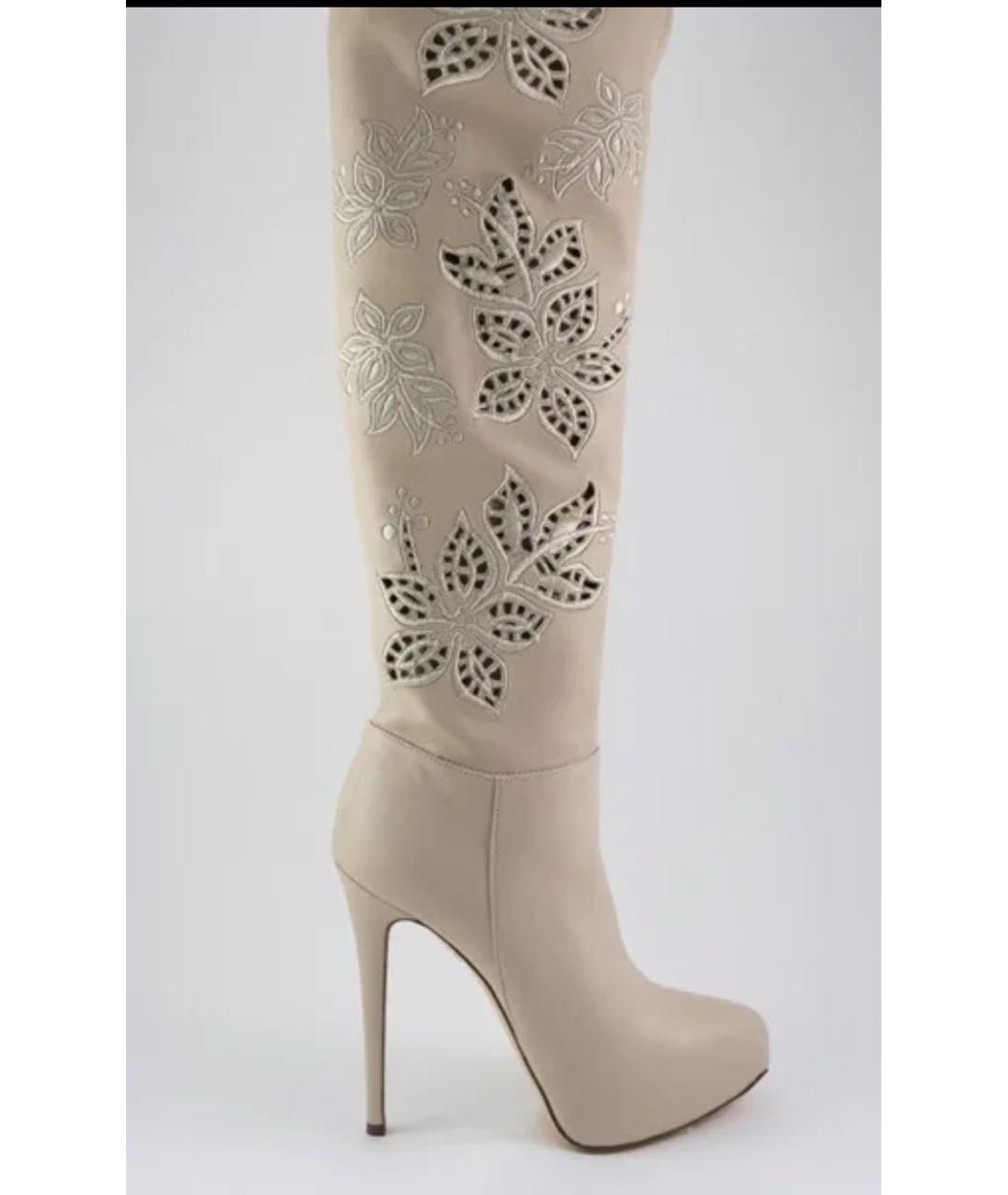 LE SILLA Бежевые кожаные сапоги, фото 4