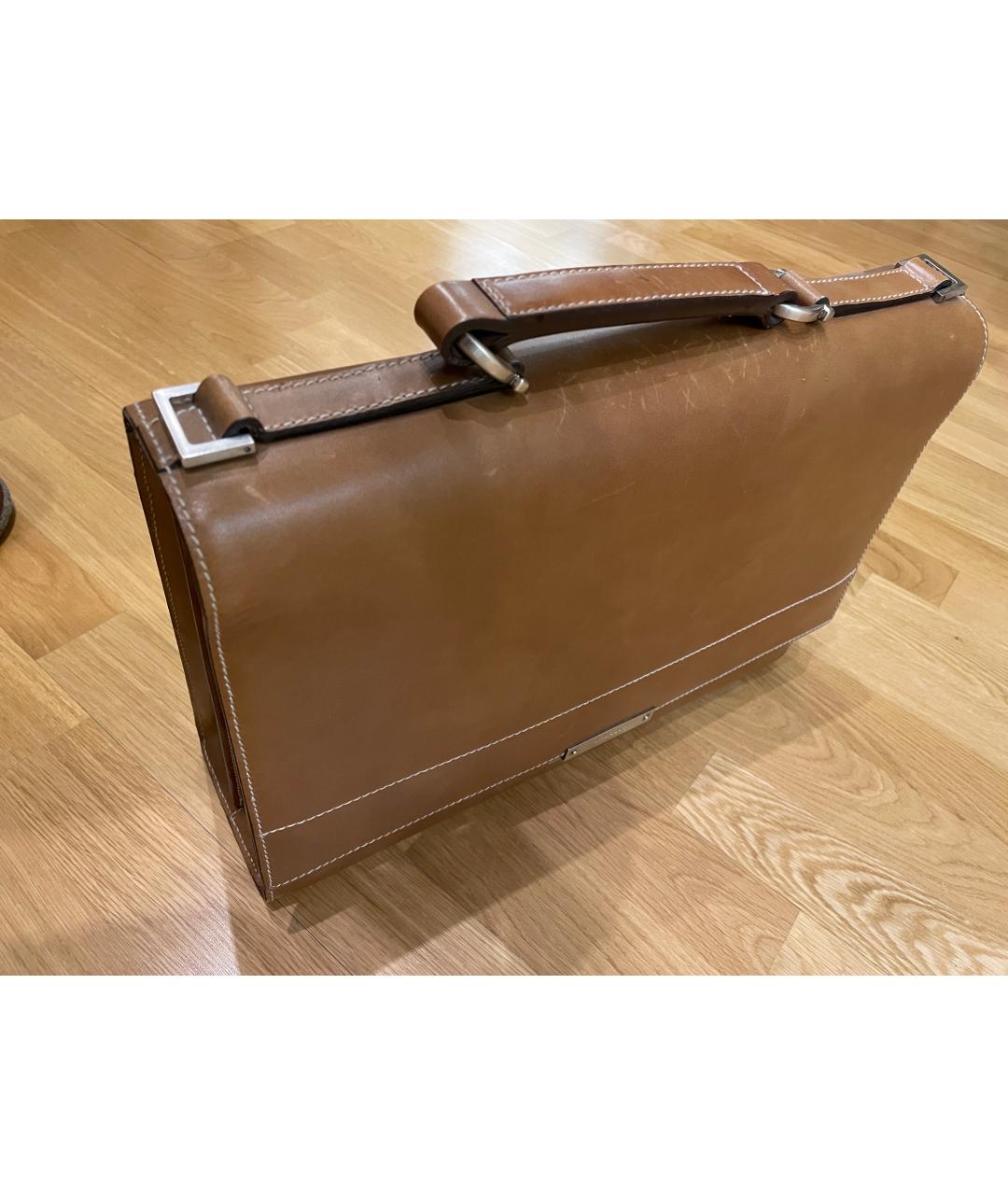 FERRAGAMO Коричневый кожаный портфель, фото 2