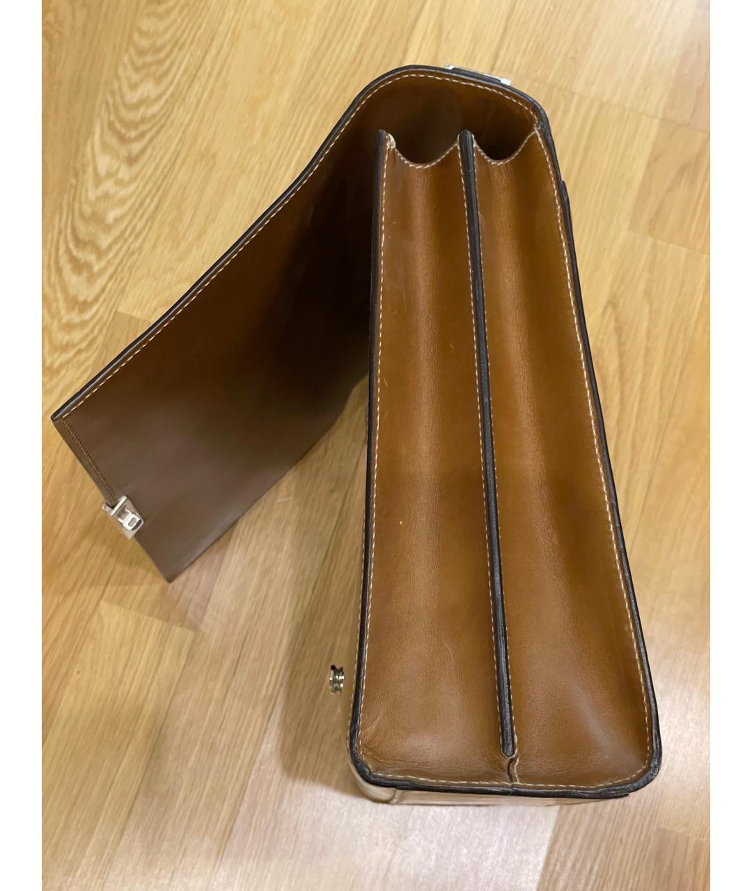 FERRAGAMO Коричневый кожаный портфель, фото 5