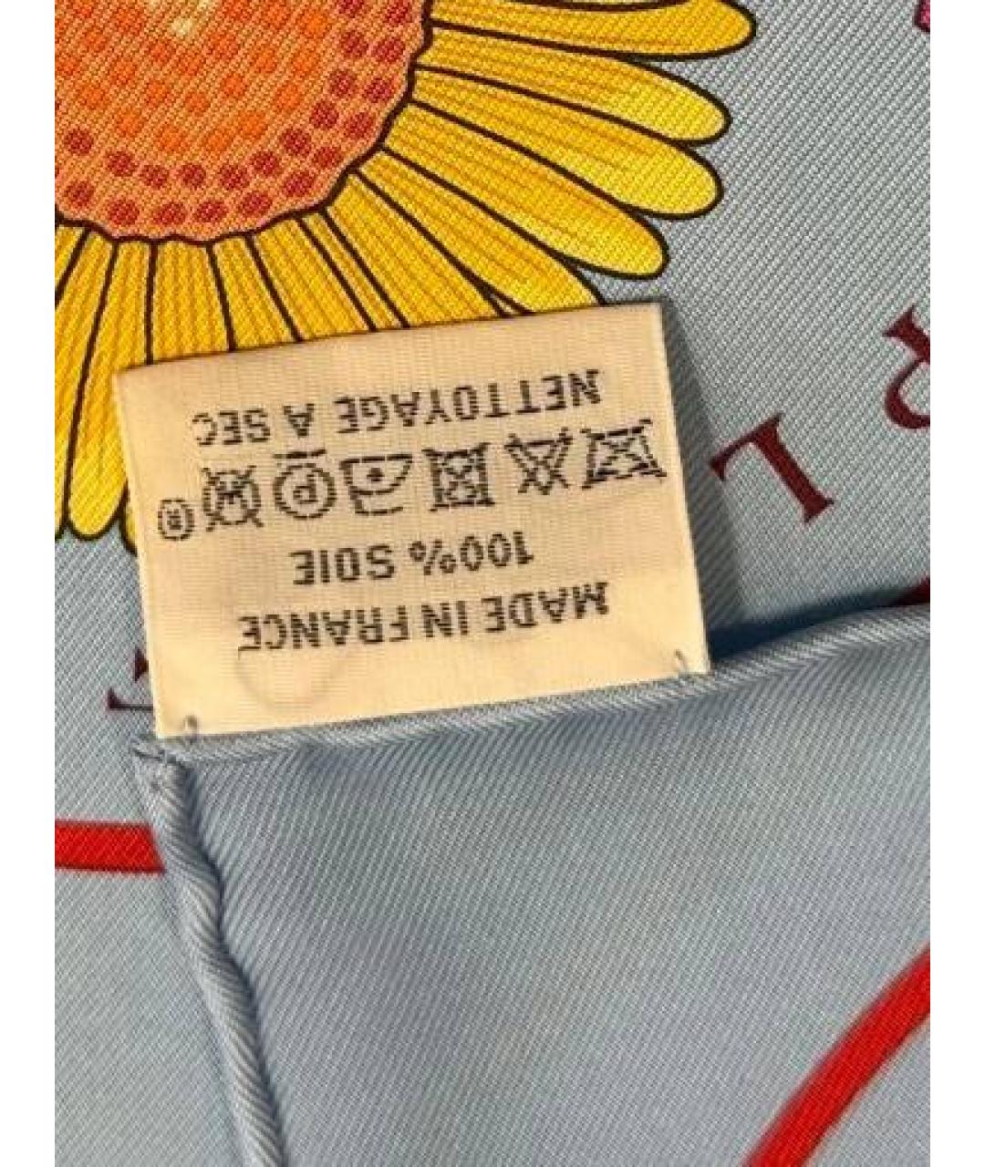 HERMES Голубой шелковый платок, фото 3