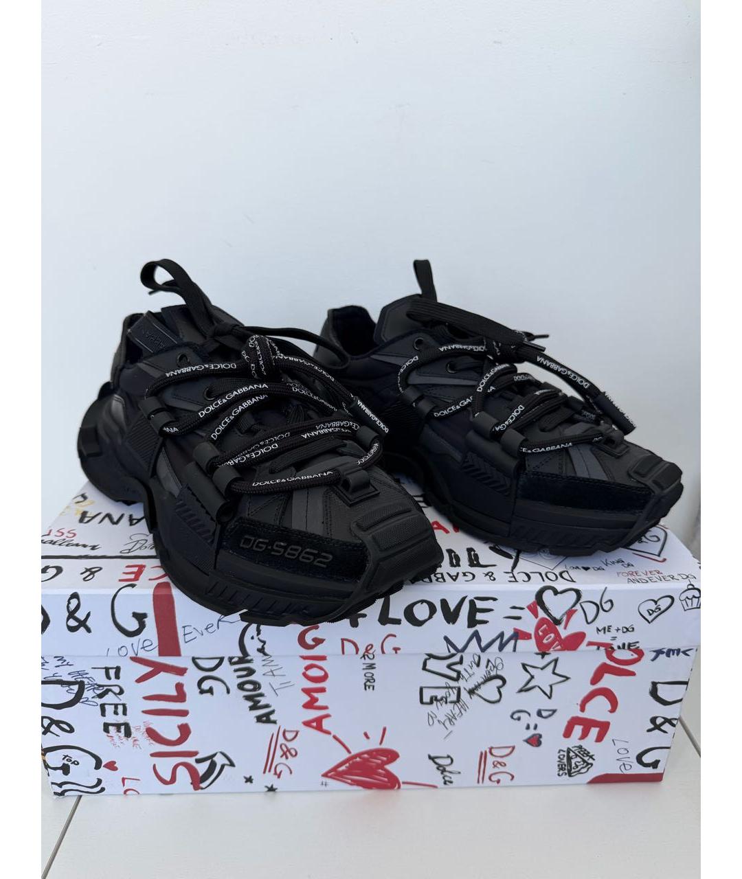 DOLCE&GABBANA Черные кожаные низкие кроссовки / кеды, фото 6