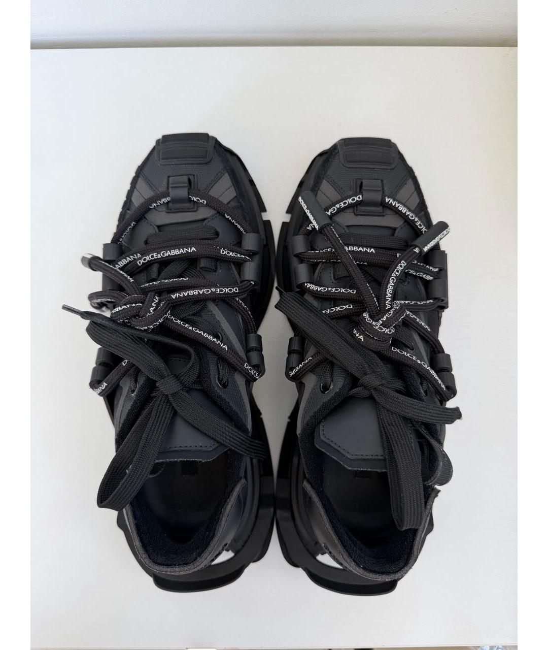 DOLCE&GABBANA Черные кожаные низкие кроссовки / кеды, фото 2