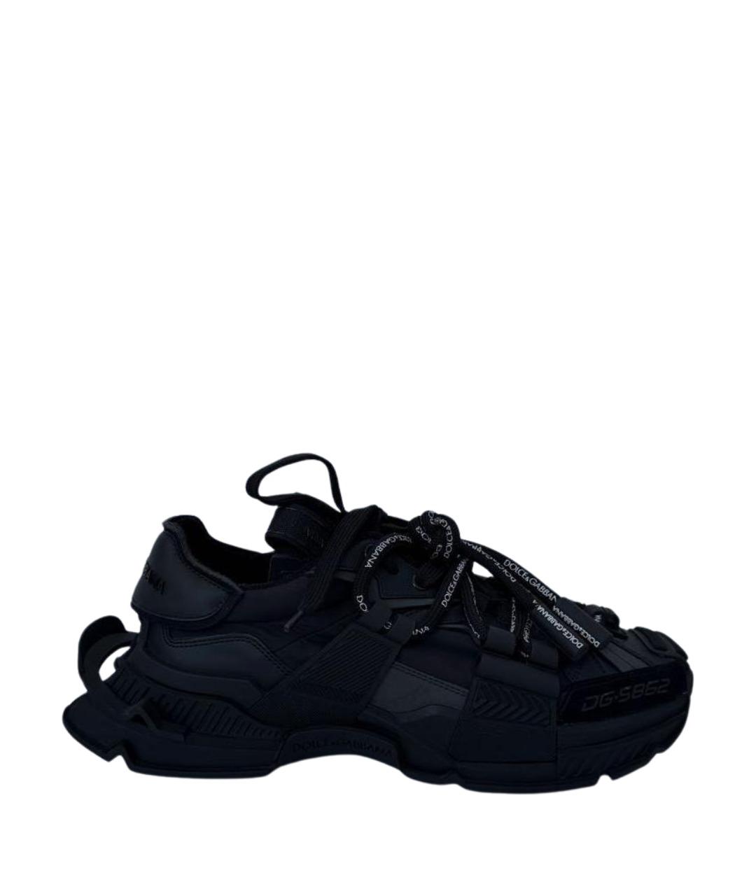 DOLCE&GABBANA Черные кожаные низкие кроссовки / кеды, фото 1