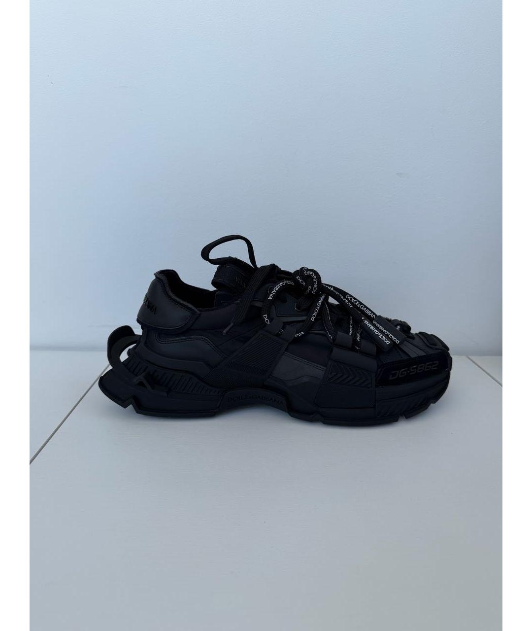 DOLCE&GABBANA Черные кожаные низкие кроссовки / кеды, фото 7