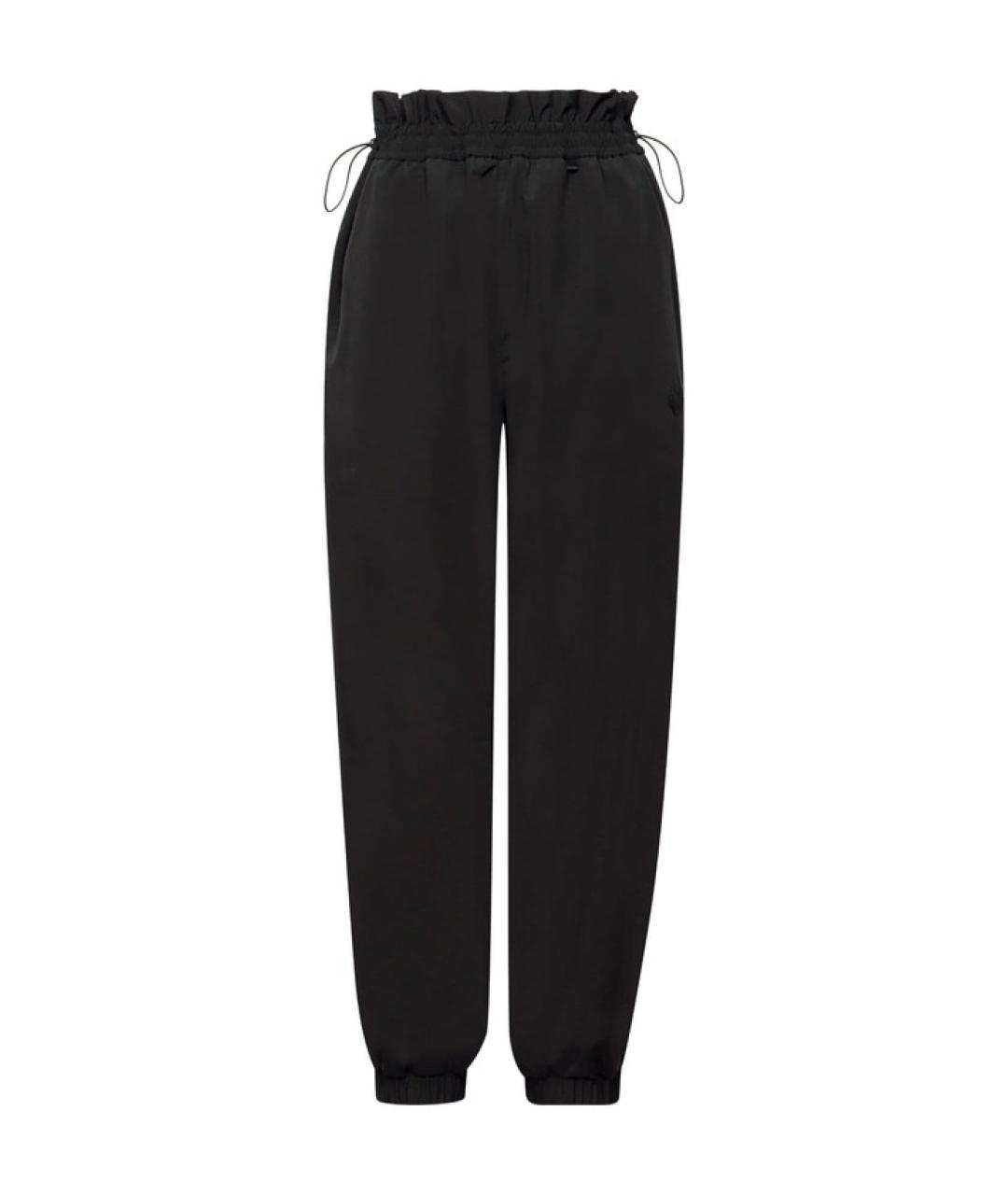 MONCLER Черные полиэстеровые прямые брюки, фото 1