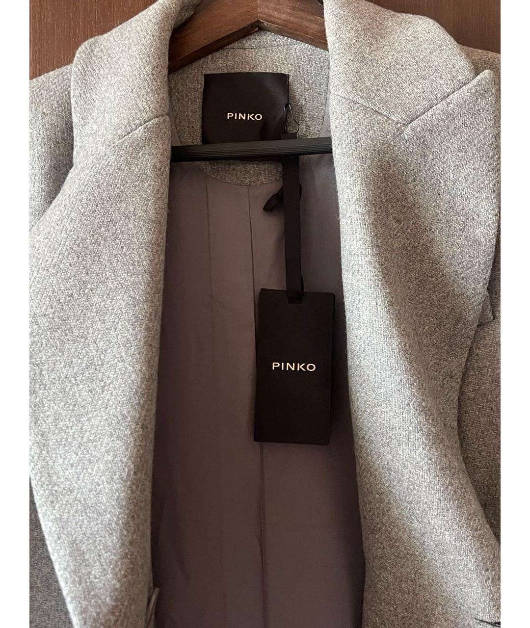 PINKO Серое шерстяное пальто, фото 3